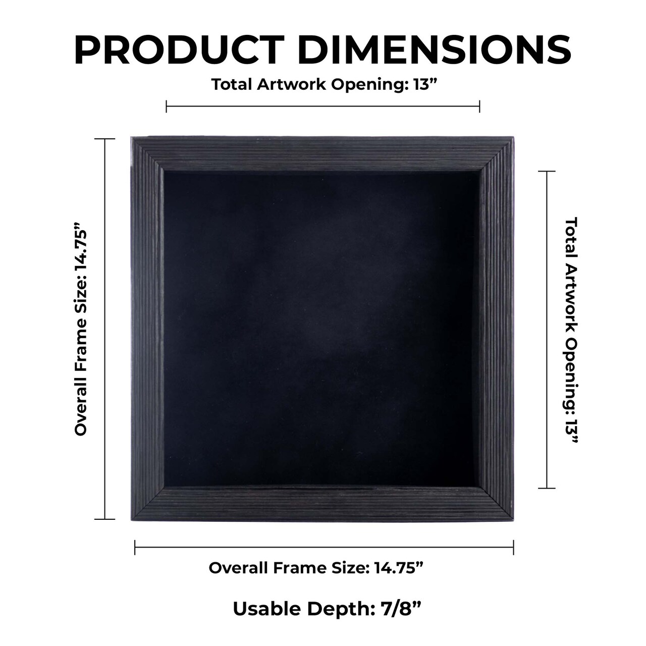 Rustic Black Wood Shadow Box Frame with Acrylic Front - Black Suede Backing, 30 Sizes